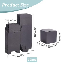 NBEADS 20 Pcs Kraft Paper Gift Packaging Boxes, 3.2x3.2x3.2inch Black Paper Cube Boxes Mini Cardboard Boxes with Lids for Wedding, Party, Birthday, Groomsman Proposal Boxes for Light Gifts