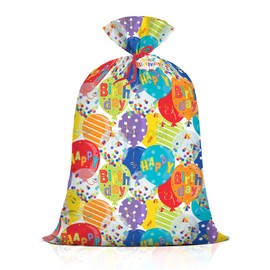 Extra Large Birthday Plastic Gift Bag 36''x48''Jumbo Happy Birthday Present Bag for Kids XL Oversized Birthday Party Gift Wrapping Bags Colorful Balloon with Confetti Design