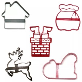 AJT SANTA DELIVERY CHRISTMAS EVE SET OF 5 COOKIE CUTTERS MADE IN USA PR1966