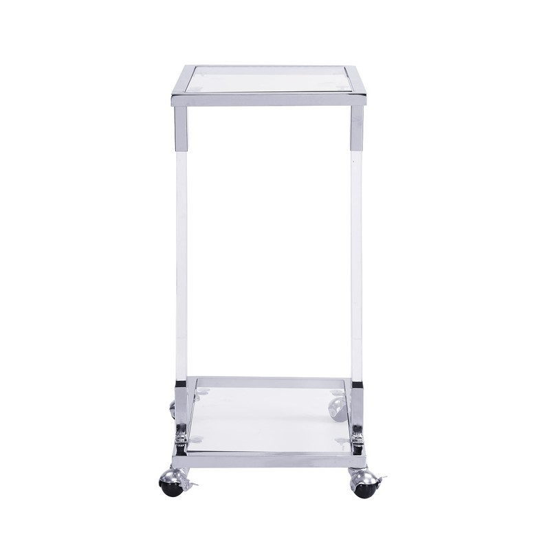 Yoluckea Mobile Sofa Side Table Acrylic End Table C Shaped