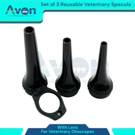 Set of 3pcs Veterinary Specula with Lens - Veterinary Otoscope Speculum Specula Cover - for Small and Large Animals Ear and Nose Diagnostics