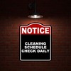 CLEANING SCHEDULE CHECK DAILY Notice Red Black Aluminum Composite Sign