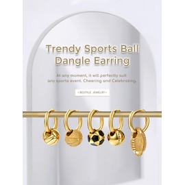 Gold Soccer Earrings 18K Gold Plated Boys Dangle Earrings American Football Ear Dangle Men Boys Rugby Ball Sport Earrings Ball Game Lover Fan Jewelry Gift for Dad/Husband/Son/Soccer Lover