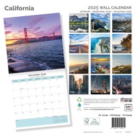 Dayplanner Publishing California Calendar 2025, Large Square Wall Calendar, 16 Month, California Gift Travel Calendar