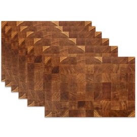 Placemats Set of 6,Retro Wood Linen Table Mats Honey Oak Texture Heat Resistant Place Mats Washable Dining Table Mats for Indoor Outdoor Kitchen Decor Easy Clean 12 x 18 Inch