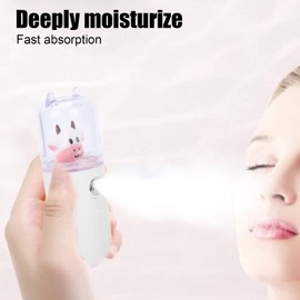 Nano Facial Mister Face Mist, Nano Face Mist Sprayer Skin Cute Cartoon Animal Facial Mist Sprayer Mini Hydrating Moisturizing Cool Mist Handheld Facial Sprayer Skin Moisturizing (White)
