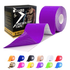 Kinesiology Tape Rock Tape Physio Tape 5m roll, Elastic Therapeutic Sports Tape for Shoulder, Ankle, Elbow, Wrist, Knee Support, Waterproof Physiotherapy Body Tape for Muscle Pain by SOONGO (Purple)