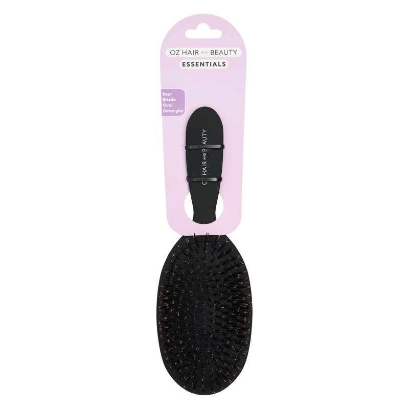 Oz Essentials Boar Bristle Oval Detangler Brush - Black