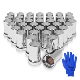 HQALTY 40PCS 33mm Lug Nut Covers Bullet Flanged ABS Chrome Plastic Push-on Nut Cover Caps for Semi Trucks