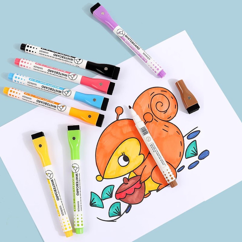 taobosec Dry Wipe Marker Set 8 Colours Wipe Clean Whiteboard