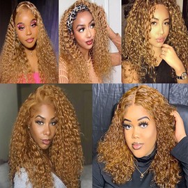 Labamiya Human Hair Bundles 12 14 16 Inch Honey Blonde 27# Water Wave Bundles Human Hair 12A Unprocessed Soft Sewn In Wave Hair for Black Women with Double Weft