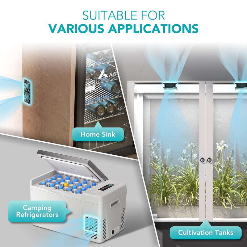 ANEXT, 80mm 12V DC Fans, Moisture-Proof Fan 2 Packs, 3500