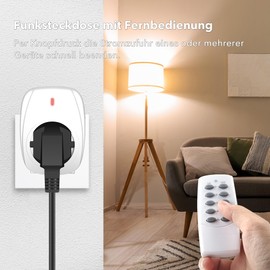 HBN 5 x Radio Sockets with 2 Remote Controls, 16 A/3,680 W Remote Controlled Plug Set for Indoor Christmas Decoration, Household Appliances, Range 30 m, White