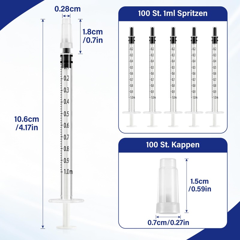 100pcs 1ml Colostrum Collectors with Caps Without Needle for Laboratory