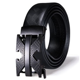 Dubulle Mens Ratchet Belt Letter X Slide Automatic Buckle Removable Strap Waisband for Casual Jeans Fashion Gift Genuine Leather