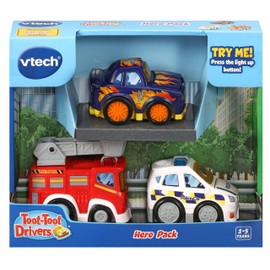 VTech Toot-Toot Drivers 3 Car Pack with Fire Engine, Police Car and Racer | Interactive Toddlers Toy for Pretend Play, Lights & Sounds | For Boys & Girls 12 Months, 2, 3, 4 + Years, English Version