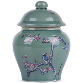 Classic Oriental Mini Ceramic Ginger Jars in Blue and White Porcelain - Decorative Storage Jars with Rich Chinoiserie Cultural Heritage (Design 4)