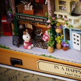 MAGQOO 3D Wooden Dollhouse Miniature DIY Doll House Kit with Furniture,DIY Box Theater Kit (Happy Corner)