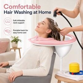 Inflatable Shampoo Basin for Home Hair Washing – Portable PVC Wash Tub with Drain Hose, Neck Support & Air Pump