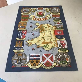Pendragon Wales Map & Crest Large Tea Towel [wt30]