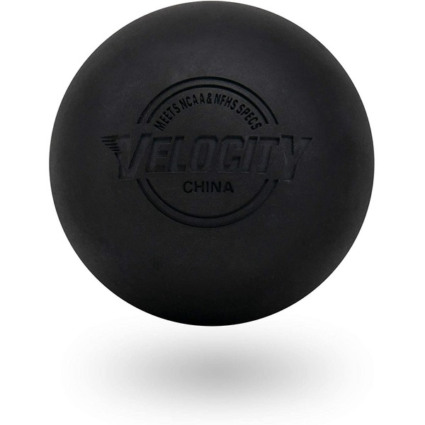 Velocity Massage Lacrosse Ball for Muscle Knots, Myofascial Release, Yoga & Trigger Point Therapy - Firm Rubber Scientifically Designed for Durability and Reliability - Black, 2 Balls