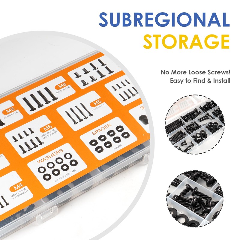 68pcs TV Mounting Screws Kit, M4/M5/M6/M8 VESA Screws, Spacers &