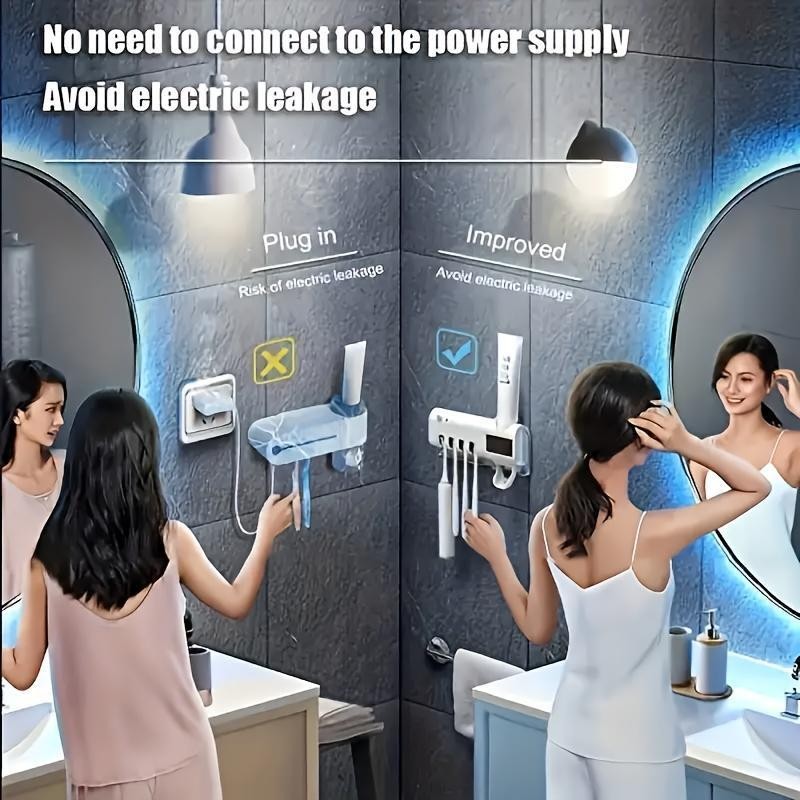 Smart UV Toothbrush Sterilizer & Holder with Auto Shutoff -