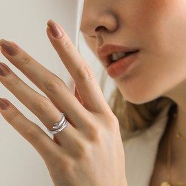 EVER FAITH Hug Ring 925 Sterling Silver Hugging Hands Adjustable Ring for Women/Men/Girls, Sterling Silver