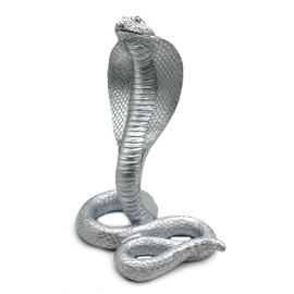 King Cobra Snake Statue Figurine Sculpture Animal Figure Collectible Gifts for Snake Lover Office Home Decor Desk Accessories Decoration Garden Yard Figurines Outdoor Decor (Silver)