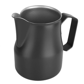 Milchaufschäumbecher aus Edelstahl, 500 Ml, Latte-Art- mit Langer Öffnung, Hitzebeständig, Rostfrei für den Einsatz Im Café und für Baristas zu Hause (BLACK)