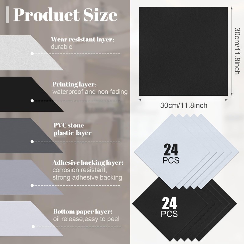 Spiareal 48 Pieces Peel and Stick Floor Tiles Vinyl Flooring