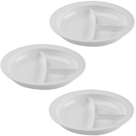 Providence - Plato con particiones a prueba de derrames (9 cm), color blanco, Blanco, Paquete de 3