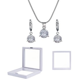 Set de Collar y Aretes con Caja de Almacenamiento de Joyas Transparente, Accesorios y Regalo Elegantes para Mujer, Moda Sencilla Regalos para Mujer Navidad Cumpleaños Boda Día de San Valentín