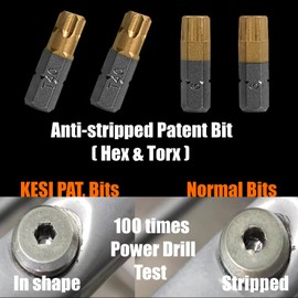 KESI Tool Torx Bit Set 29-Piece, 2 In-1 Bits Ratchet, Flex Locking Head Design with 26-piece 1/4" Patent Bits, Magnetic Bit Holder, Stubby Handle and Compact Paint Metal Case, Multi-function