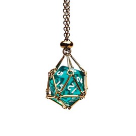 Rollooo Interchangeable D23 Dice Holder Necklace - Gold Empty Cage - DND Gift