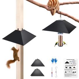 BULFULL Metal Squirrel Baffle for 4x4 Post or Hanging, 2-in-1 Outdoor Wooden Pole Mount Squirrel Baffle for Bird Feeder Pole, 17 Inch Hanging Baffle Feeders to Deter Squirrels, Racoons (Black-1PC)