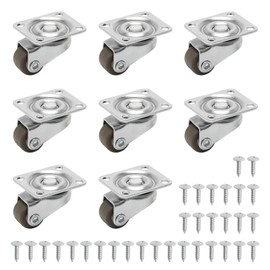 Castor Wheels, 8 Pack 0.5inch Mini Small Wheels for Kitchen Appliances Low Profile 360°Swivel Trolley Wheel Rubber Silent Casters for Furniture, DIY Project, Luggage, Mobile Tray, Small Appliances