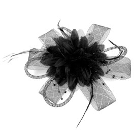 Sibba Blumenhüte Clip Teeparty Anstecknadel Haarspange Blumenfeder Haarspangen Haarnadel Schmetterlingszubehör Kleider Stirnband-Set Damen Mädchen Reise Hochzeit Abschlussball Valentinstag Schwarz C