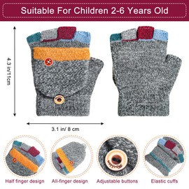 Handepo 3 Pair Kids Winter Gloves Infant Gloves 2t Toddler Gloves Convertible Warm Flip Top Baby Gloves for Kids 2-6 Years