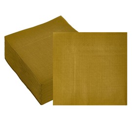 Ottin Solid Gold Paper Dinner Napkins 6.5'' Disposable Luncheon Napkins 50 Count for Birthday Wedding Party Everyday Lunch Dinner Event