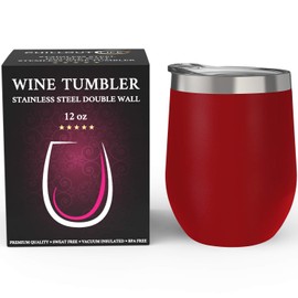 CHILLOUT LIFE 12 oz Stainless Steel Tumbler with Lid - Wine Tumbler Double Wall Vacuum Insulated Travel Tumbler Cup for Coffee, Wine, Cocktails, Ice Cream - Matte Powder Coat