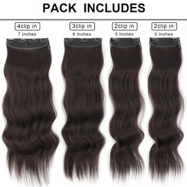 Vigorous Hair Extensions Clip in Dark Brown Hair Extensions 24 Inches Long Clip in Hair Extensions 4PCS Thick Wavy Hair Extension for Women