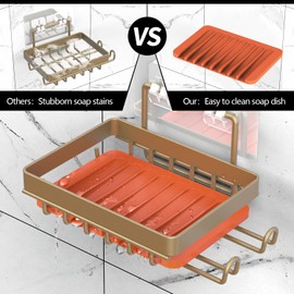 BATHDESIGN Shower Caddy Shelves Organizer Rack, 3 Pack Shower Caddy with Soap Holder,No Drilling Wall Mounted Self Adhesive Shower Shelves for Inside Shower,Matte Gold