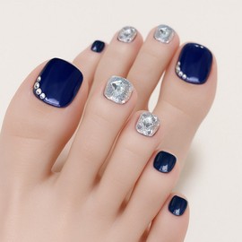 LC Sensibility Daily Look Self Nail Paddy Tip Artificial Toenails, 1 Piece, Paddy Tip 02 Bling Blue / 엘씨 감성 데일리룩 셀프네일 패디팁 인조발톱, 1개, 패디팁 02블링블루