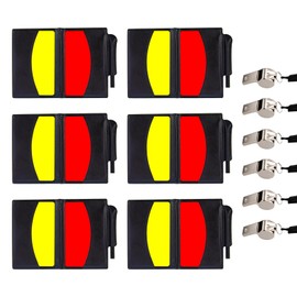 Xorim 6 PCS Soccer Referee Cards Set, Yellow and Red Cards Soccer with Record Paper, Pencil, Card Storage Wallet and Whistle, Suitable for Football Games and Training