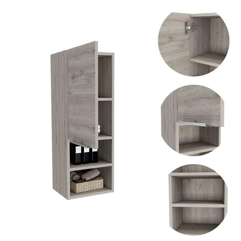 TUHOME Mila Bathroom Cabinet - Light Gray - Material Engineered