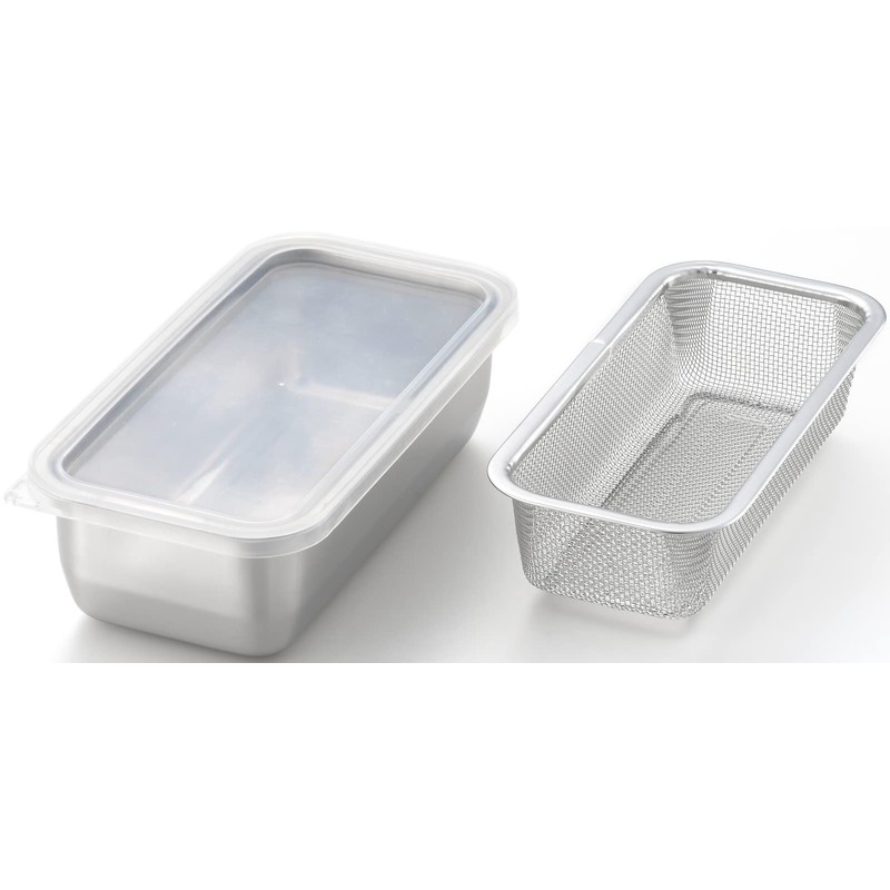Yoshikawa YJ3364 Colander, Stainless Steel, Colander, Square, Vegetables, Length 8.1