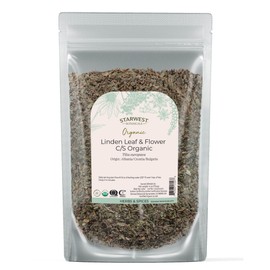 Starwest Botanicals Organic Linden Leaf & Flowers - Dried Loose Leaf Herb for Tea, Syrup, & Herbal Blends, Pure & Natural Linden, Caffeine Free, Cut & Sifted, Certified Kosher, Non-GMO - 4 oz Pouch