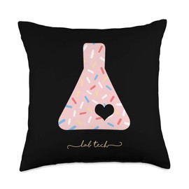 Laboratory Technician Tees Beaker with Heart-Medical tech Love lab Week Gift Throw Pillow, 18x18, Multicolor