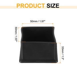 sourcing map Rubber Furniture Leg Caps, 4Pcs 50x50mm Rectangle Chair Leg Tips Caps, Furniture Foot End Caps Covers Floor Protectors for Table, Chair, Machinery Equipment Feet (Black)